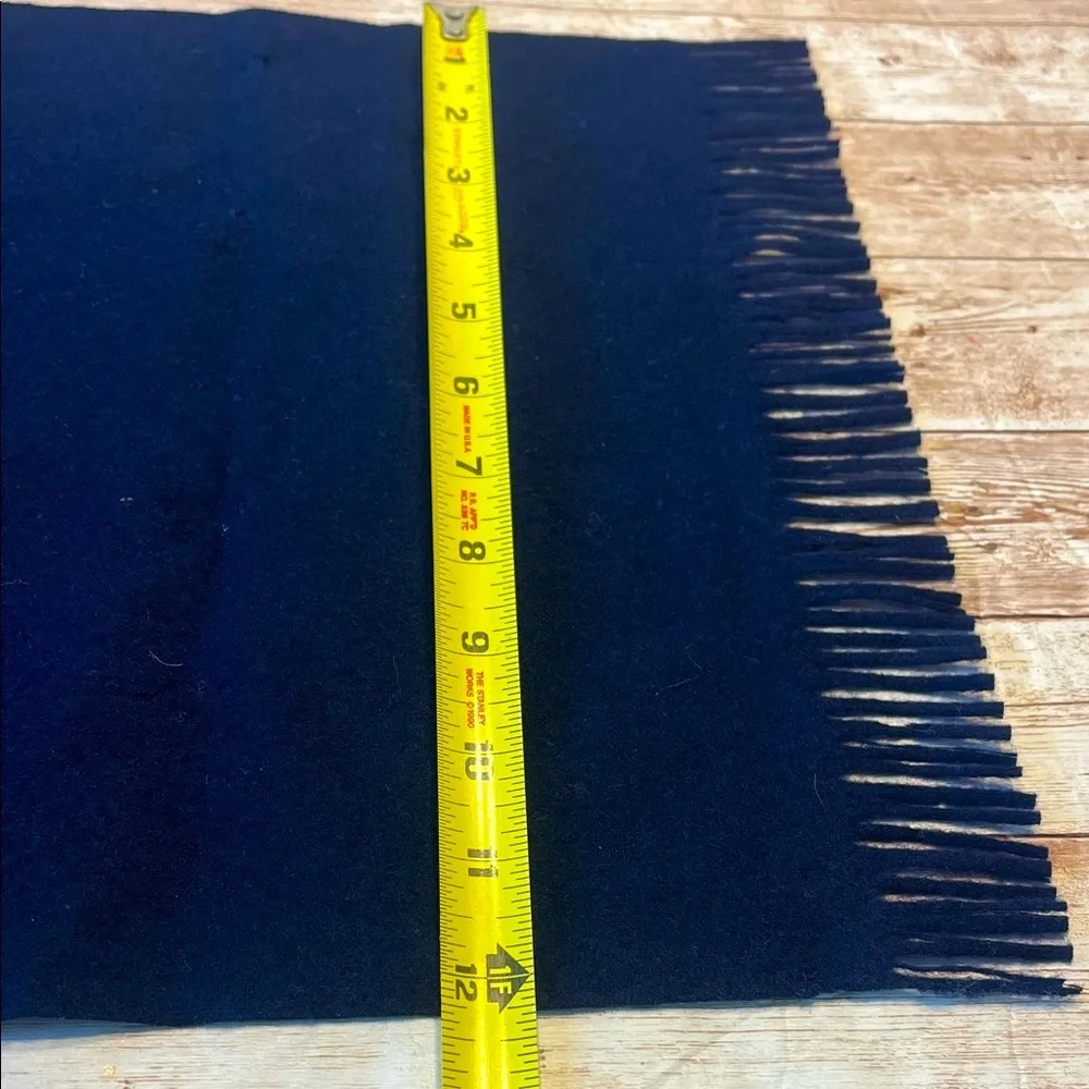 COPY 100% Pure Virgin Wool Navy Blue  Fringed Scarf